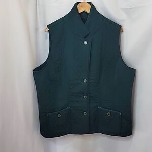 TALBOTS hunter Green quilted Preppy Hunting vest
